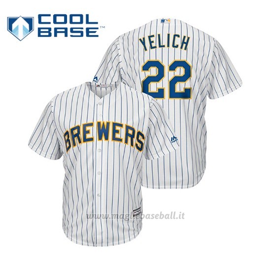 Maglia Baseball Uomo Milwaukee Brewers Christian Yelich Cool Base Official Alternato Blanco